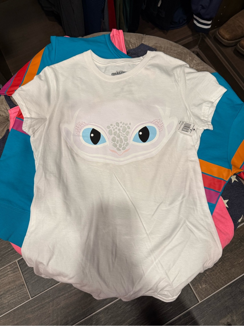 Girls White Graphic Dragon Eye T-Shirt